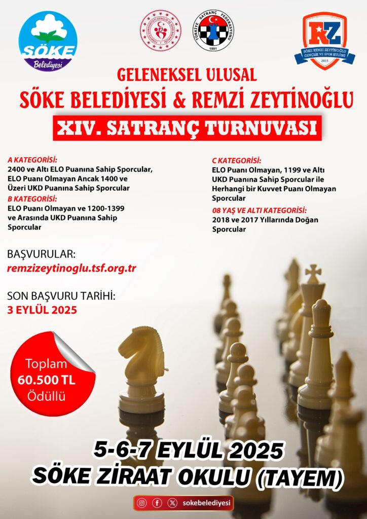 Söke’de Geleneksel Satranç Heyecanı Başlıyor