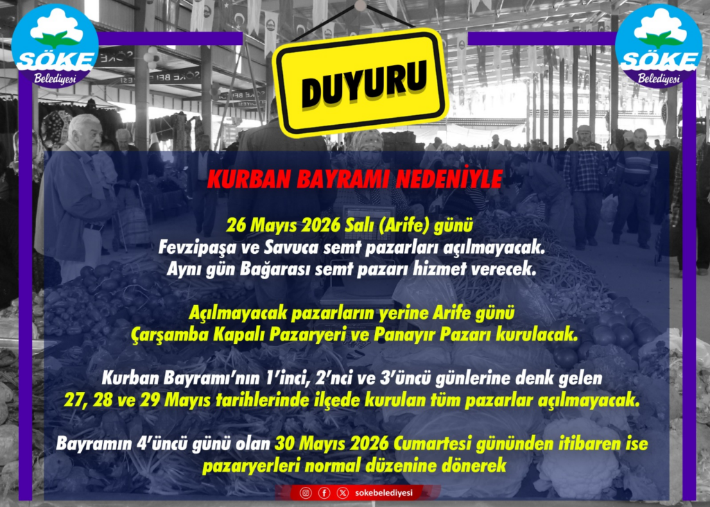 Kurban Bayramı’nda Söke’de Pazaryeri Düzeni Belli Oldu